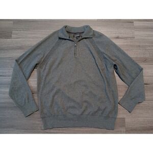 Banana Republic Men's Gray Cotton Cashmere Knit Quarter‎ Zip Sweater Size XL